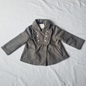 Janie and Jack 18-24M Grey Girl's Winter Pea Coat